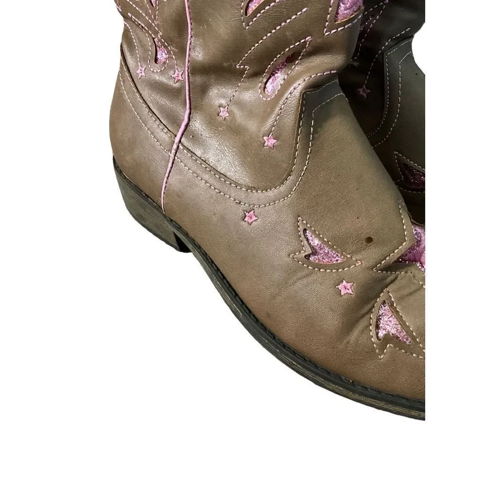 Wonder Nation Brown and Pink Cowboy Boots